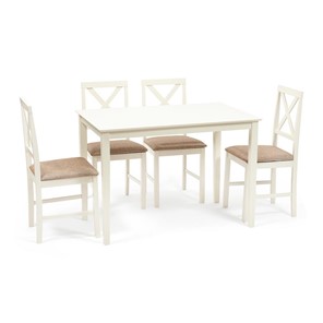 Обеденный комплект Хадсон (стол + 4 стула) id 13692 ivory white (слоновая кость) арт.13692 в Чите